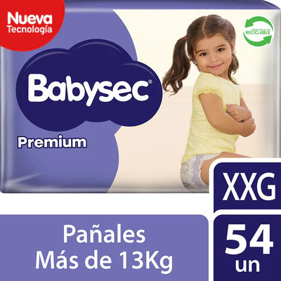 Babysec Premium Pañales Talla XXG 54 Unidades
