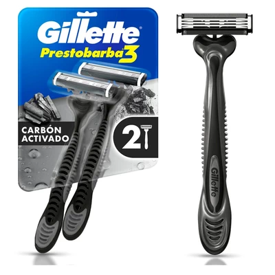 Prestobarba Máquina Desechable 3 Carbón 2 Unidades