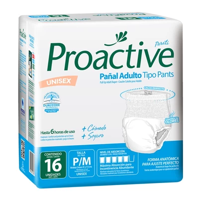 Proactive Pañal Adulto Tipo Pants Talla P/M 16 Unidades
