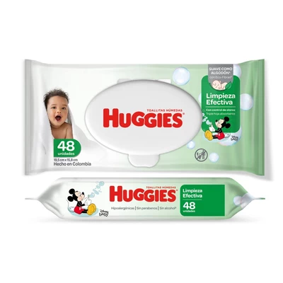 Huggies Toallas Húmedas Limpieza Efectiva 48 Unidades