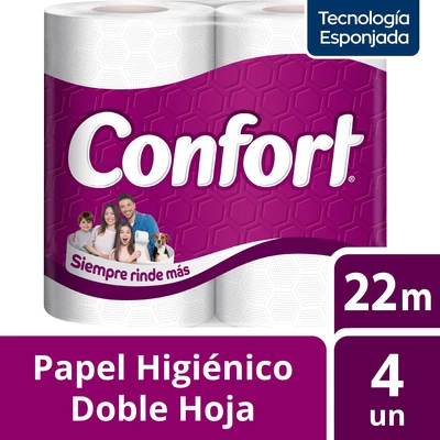 Confort Papel Higiénico Doble Hoja 4 Rollos 22 Metros