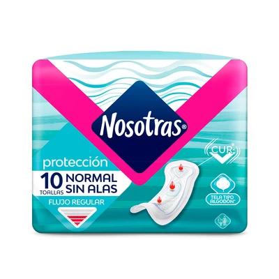 Nosotras Toalla Normal Anatómica Tela Suave 10 unidades