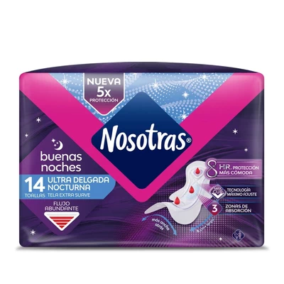 Nosotras Toalla Nocturna Buenas Noches Ultra Delgada 14 unidades
