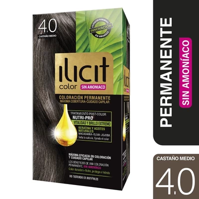 Ilicit Tintura Sin Amoniaco 4/0 Castaño Medio 60 g
