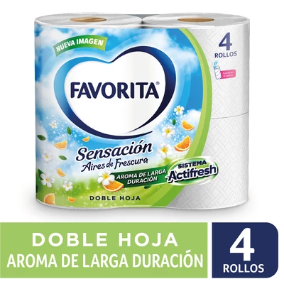 Favorita Papel Higiénico Sensación Doble Hoja 4 Rollos 22 Metros