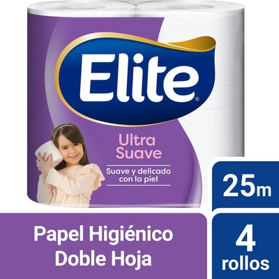 Elite Papel Higiénico Doble Hoja Ultra 4 Unidades 25 Metros
