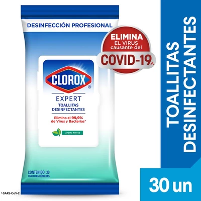 Clorox Toallas Desinfectantes Expert Flowpack 30 Unidades