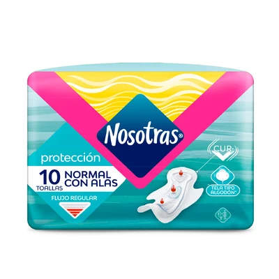 Nosotras Toalla Normal Tela Suave con Alas 10 unidades