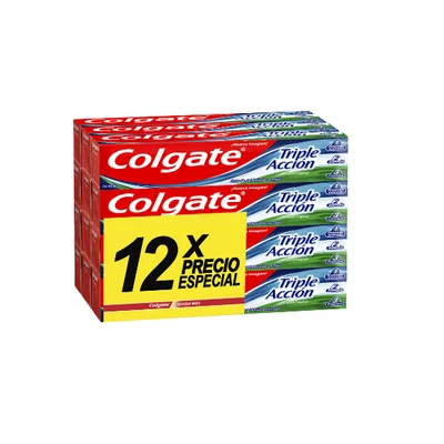 Colgate Pasta Dental Triple Acción Menta Pack 12 Unidades 75 ml