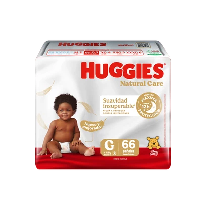 Huggies Natural Care Pañales Talla G 66 Unidades