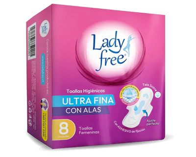Lady Free Toalla Higiénica Ultra Fina Invisible con alas 8 unidades