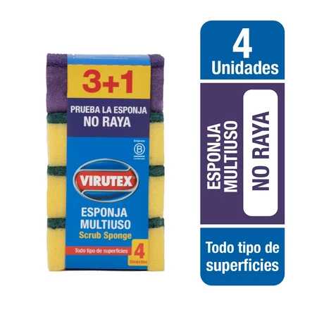 Virutex Esponja Lisa 4 Unidades