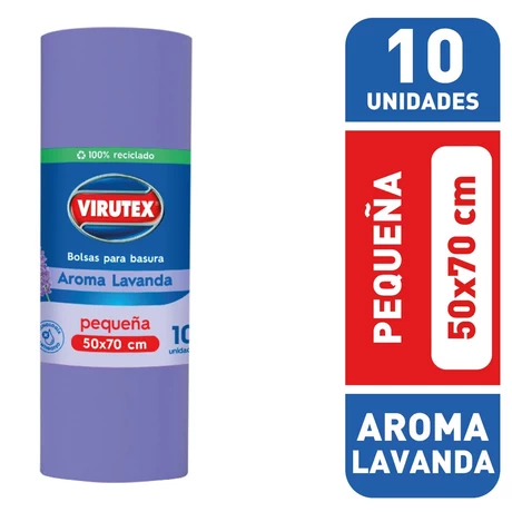 Virutex Bolsas de Basura Recicladas Aroma Lavanda 50x70 cm 10 Unidades