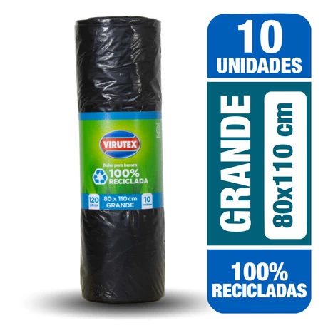Virutex Bolsas de Basura Biorollo 80x110 cm 10 Unidades