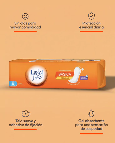 Lady Free Toalla Higienica Básica sin alas 8 unidades