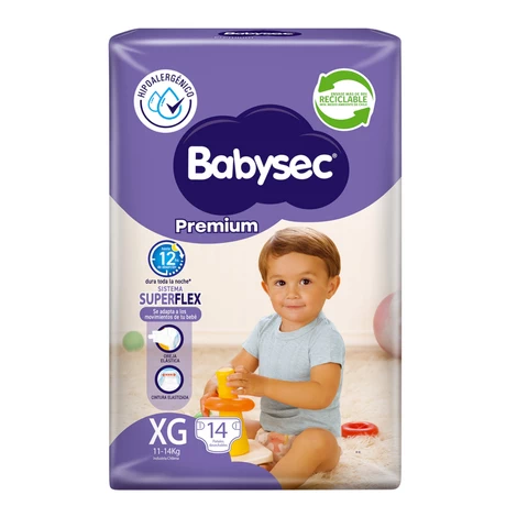 Babysec Premium Pañales Talla XG 14 Unidades