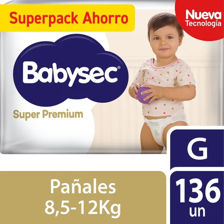 Babysec Super Premium Pañales Talla G 136 Unidades