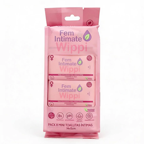 Wippi Toallitas Humedas Intimas 8 paquetitos de 8 unidades cada uno