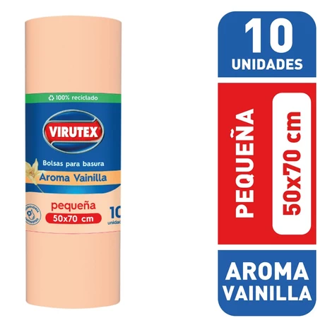 Virutex Bolsas de Basura Recicladas Aroma Vainilla 50x70 cm 10 Unidades