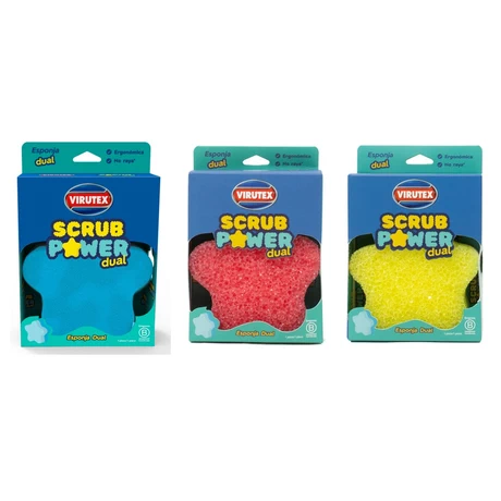 Virutex Esponja Dual Scrub Power 1 Unidad Color Surtido