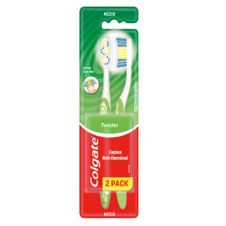 Colgate Cepillo Dental Twister Fresh Medio 2 Unidades