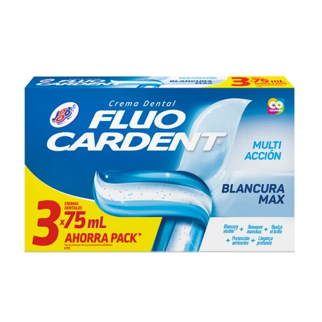 FluoCardent Pasta Dental Blancura Max Pack 3 Unidades 75 ml