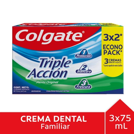 Colgate Pasta Dental Triple Acción Menta Pack 3 x 75 ml