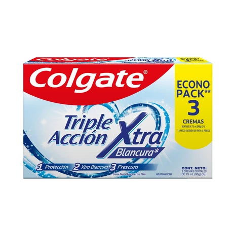 Colgate Pasta Dental Triple Acción Extra Blancura Pack 3 x 75 ml