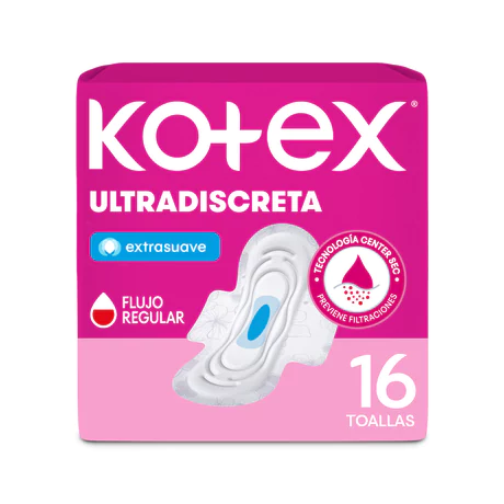 Kotex Toalla Ultra Fina Tela con Alas 16 unidades