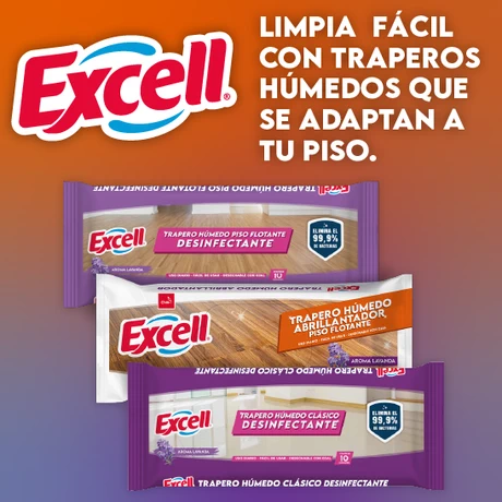 Excell Trapero Húmedo Todo Piso Aroma Lavanda 10 Unidades
