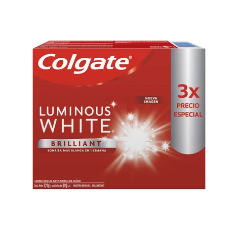 Colgate Pack Pasta Dental Luminous White 90 gr 3 Unidades