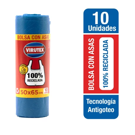 Virutex Bolsas de Basura con Asas 50x65 cm 10 Unidades