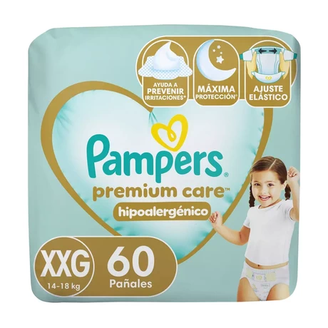 Pampers Premium Care Pañales Talla XXG 60 Unidades