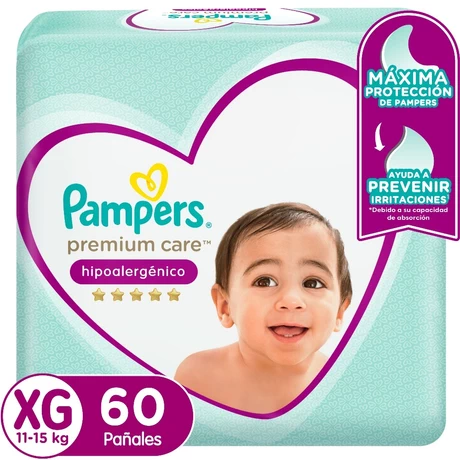 Pampers Premium Care Pañales Talla XG 60 Unidades