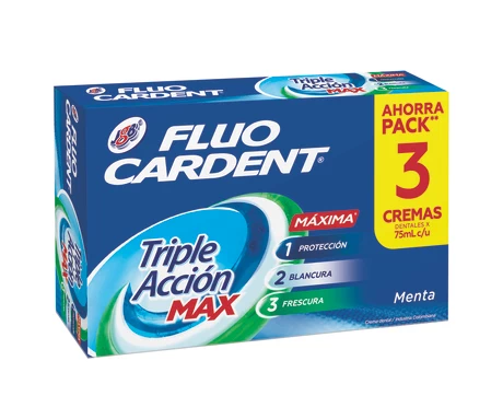FluoCardent Pasta Dental Triple Acción Max Pack 3 Unidades 75 ml