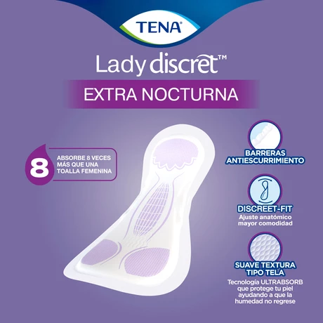 Tena Toalla para Incontinencia Lady Nocturna 8 Unidades