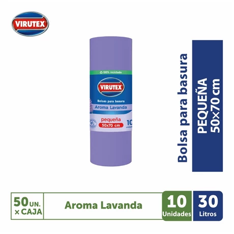 Virutex Bolsas de Basura Recicladas Aroma Lavanda 50x70 cm 10 Unidades