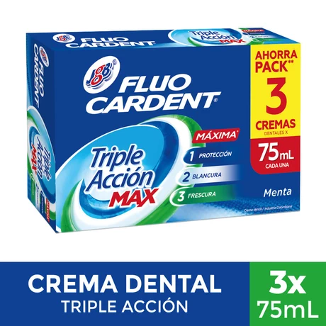 FluoCardent Pasta Dental Triple Acción Max Pack 3 Unidades 75 ml