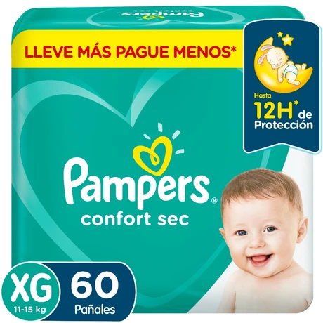 Pampers Confort Sec Pañales Talla XG 60 Unidades
