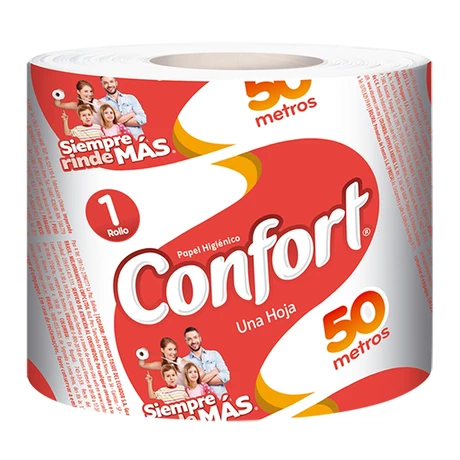 Confort Papel Higiénico Una Hoja 12 Unidades 50 Metros