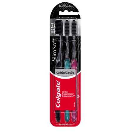 Colgate Cepillo Dental Slim Soft Black Suave 3 Unidades