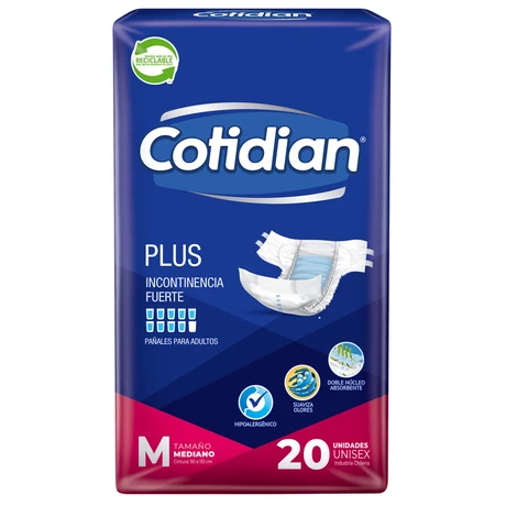 Cotidian Plus Pañal Adulto Talla M 20 Unidades