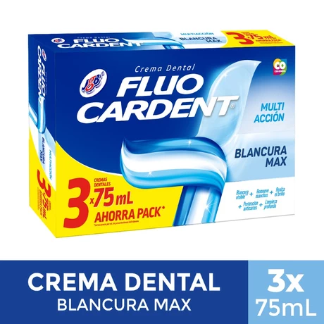 FluoCardent Pasta Dental Blancura Max Pack 3 Unidades 75 ml