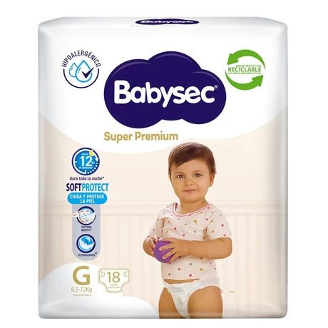 Babysec Super Premium Pañales Talla G 18 Unidades