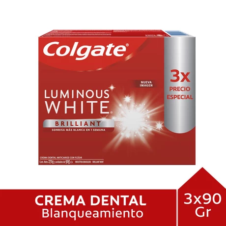 Colgate Pack Pasta Dental Luminous White 90 gr 3 Unidades