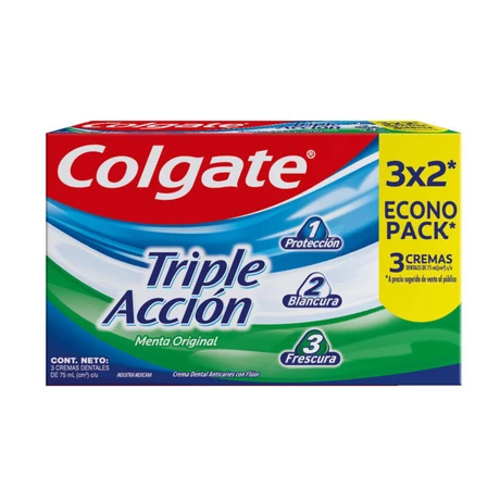 Colgate Pasta Dental Triple Acción Menta Pack 3 x 75 ml