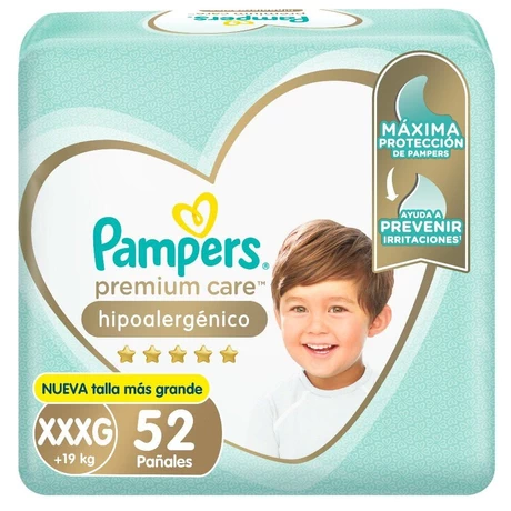 Pampers Premium Care Pañales Talla XXXG 52 Unidades