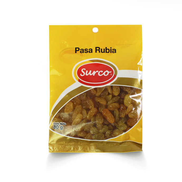 PASAS RUBIAS SURCO 2 * 15 * 80 - Pasas Rubias  Caja 2 Pack * 15 Un. * 80 G