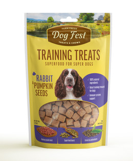 DOG FEST TRAINING TREATS CONEJO Y SEMILLAS DE CALABAZA 90 GR