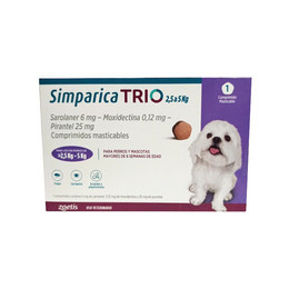 SIMPARICA TRIO 1 COMPRIMIDO PERROS 2,5 A 5 KG